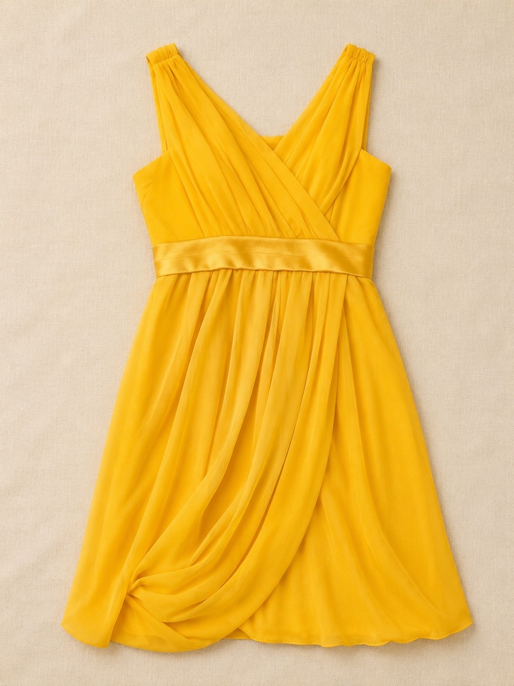 Source Unknown Yellow V-Neck Mini Dress